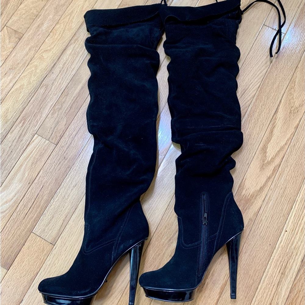 NWT Above Knee Suede High Heels Boots Size 6 1/2